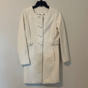 Banana Republic Cream Knee-Length Round-Neck Trench Coat
